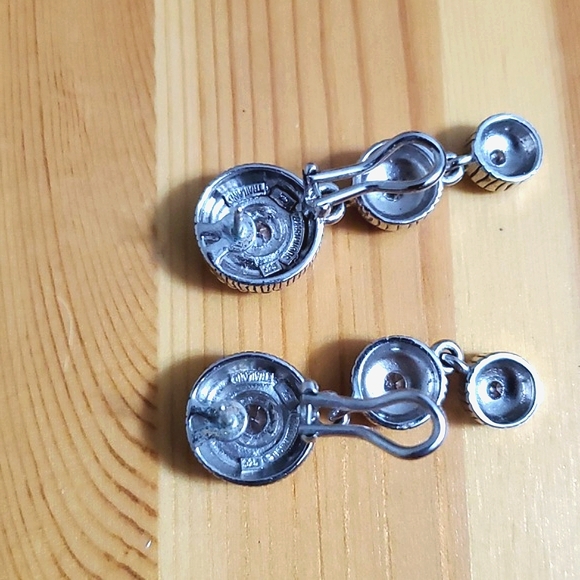 Vintage Signed Judith Ripka 925 Sterling Silver Cubic Zirconia Drop Earrings - Picture 3 of 8